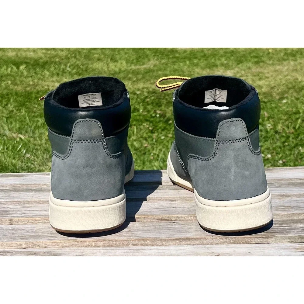 Polo Ralph Lauren Shoes Mens Size 9‎ Gray Sneaker Boot Leather Mid Top BO-LCB